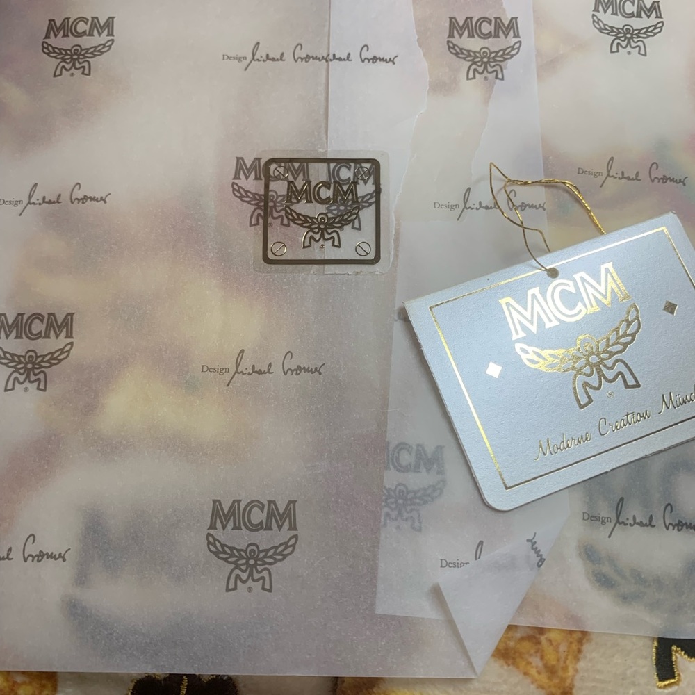 MCM Cream and Gold Hand and Face Towel Set